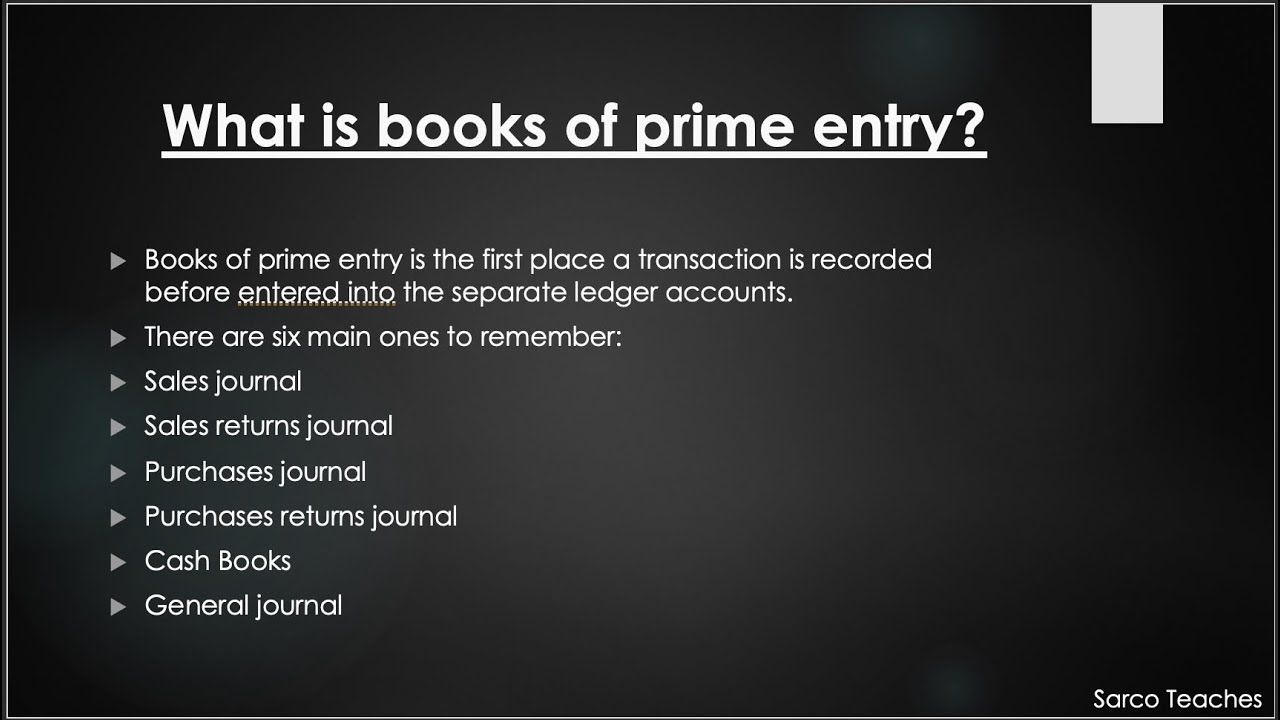 Books Of Prime Entry (A-level) Fully Explained with examples...