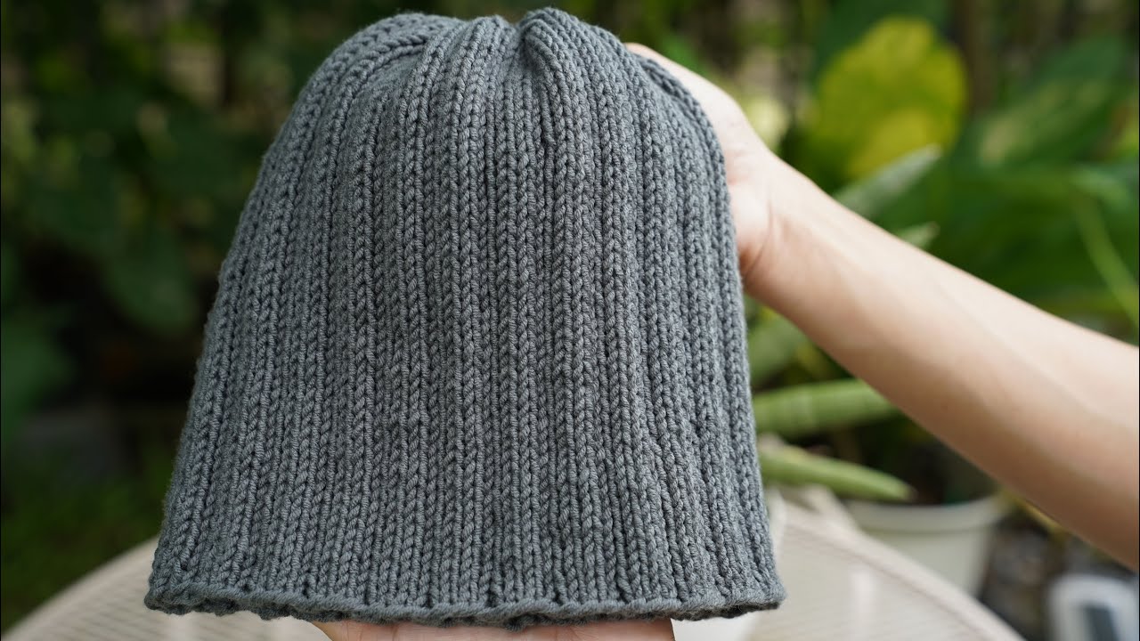 ถักนิตติ้งหมวก | Knit Hat Tutorial | Knit Ribbed Hat | Natthitah Handmade 