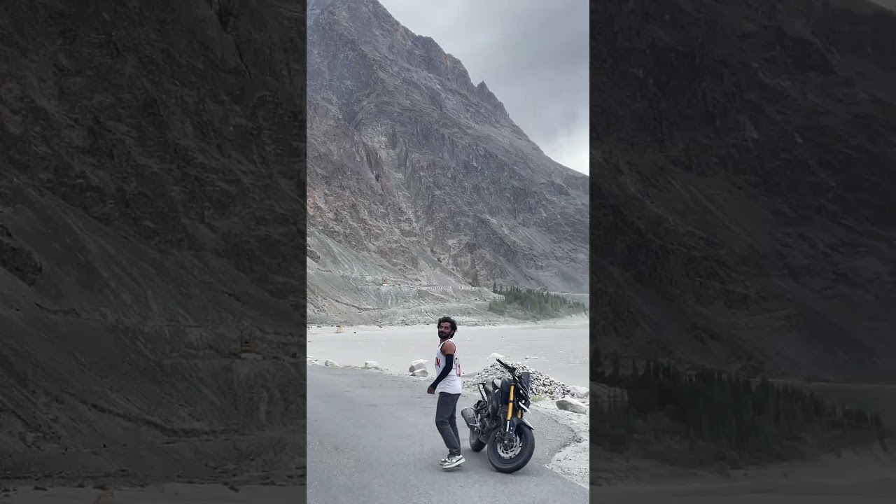 Diskit 12km📍 #ladakh #ladakhtrip #2025 #bikeride #mt15 #travel #lehladakhtourism #diskit #leh #fyp