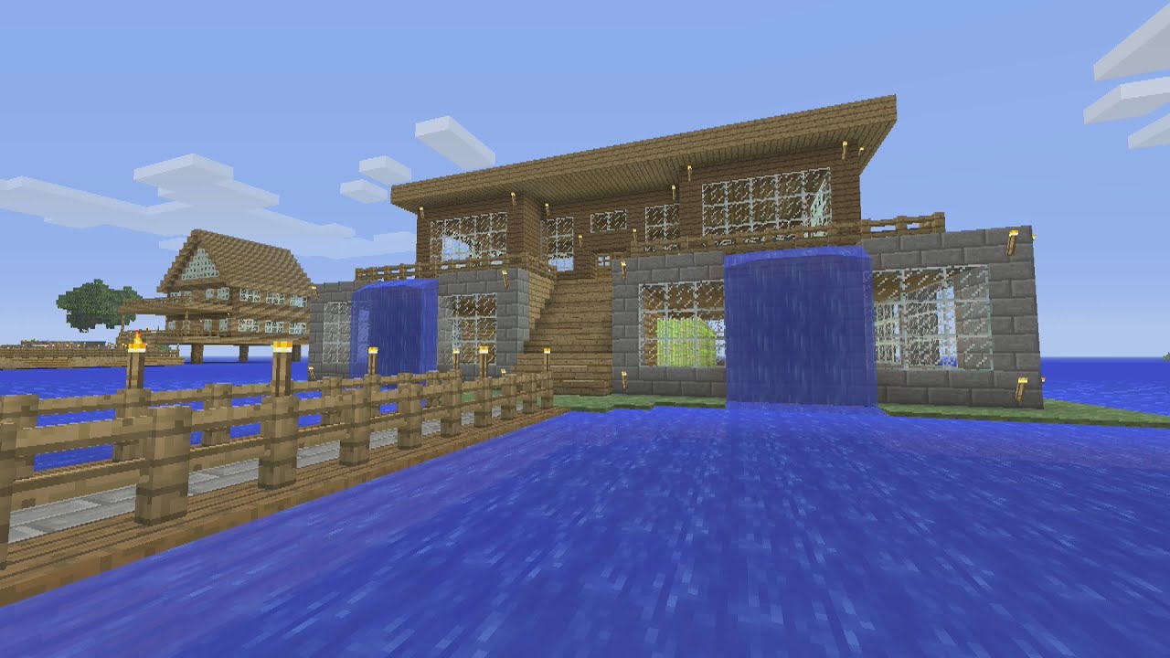Minecraft Tutorial: How To Make An Awesome Waterfall Survival House. (ASH#7)