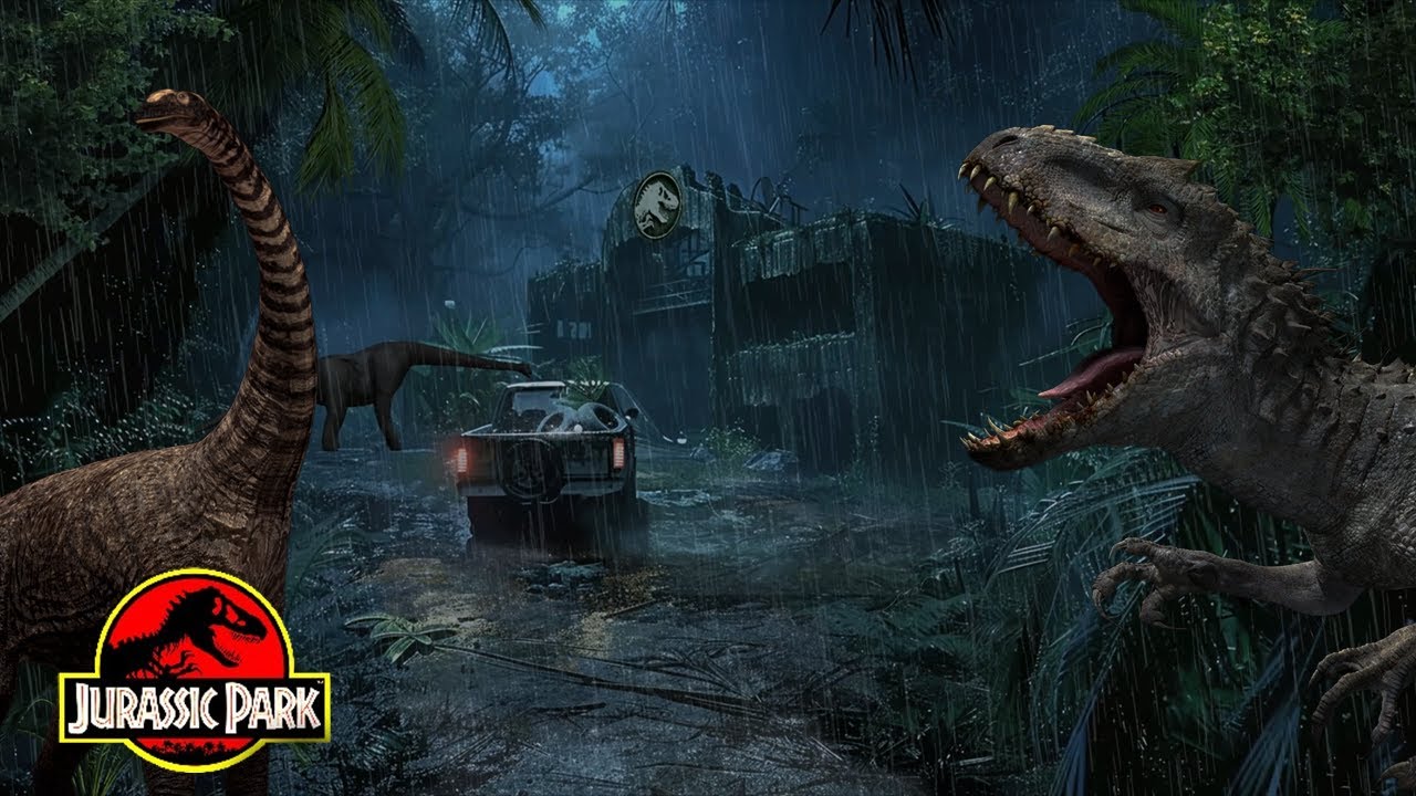 Lost in JURASSIC PARK | Spooky Dinosaur ASMR | Nature Sounds For Sleeping Rain and Thunder 24Hrs
