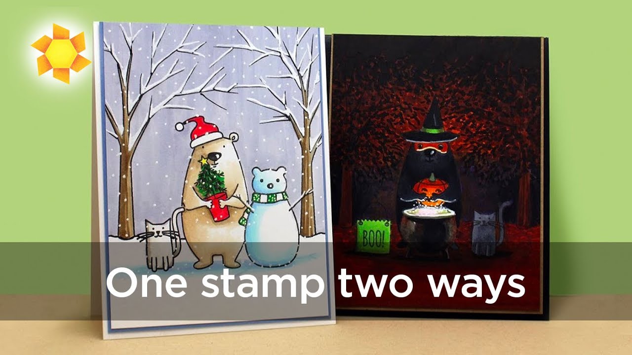 One stamp two ways (halloween, Christmas)