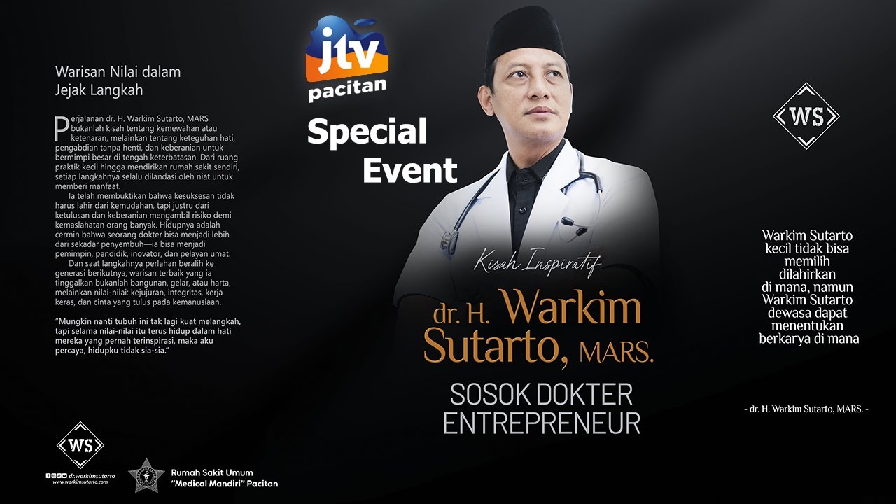 Special Event JTV Pacitan Grand Launching Buku “Sosok Dokter Entrepreneur” karya dr. Warkim Sutarto