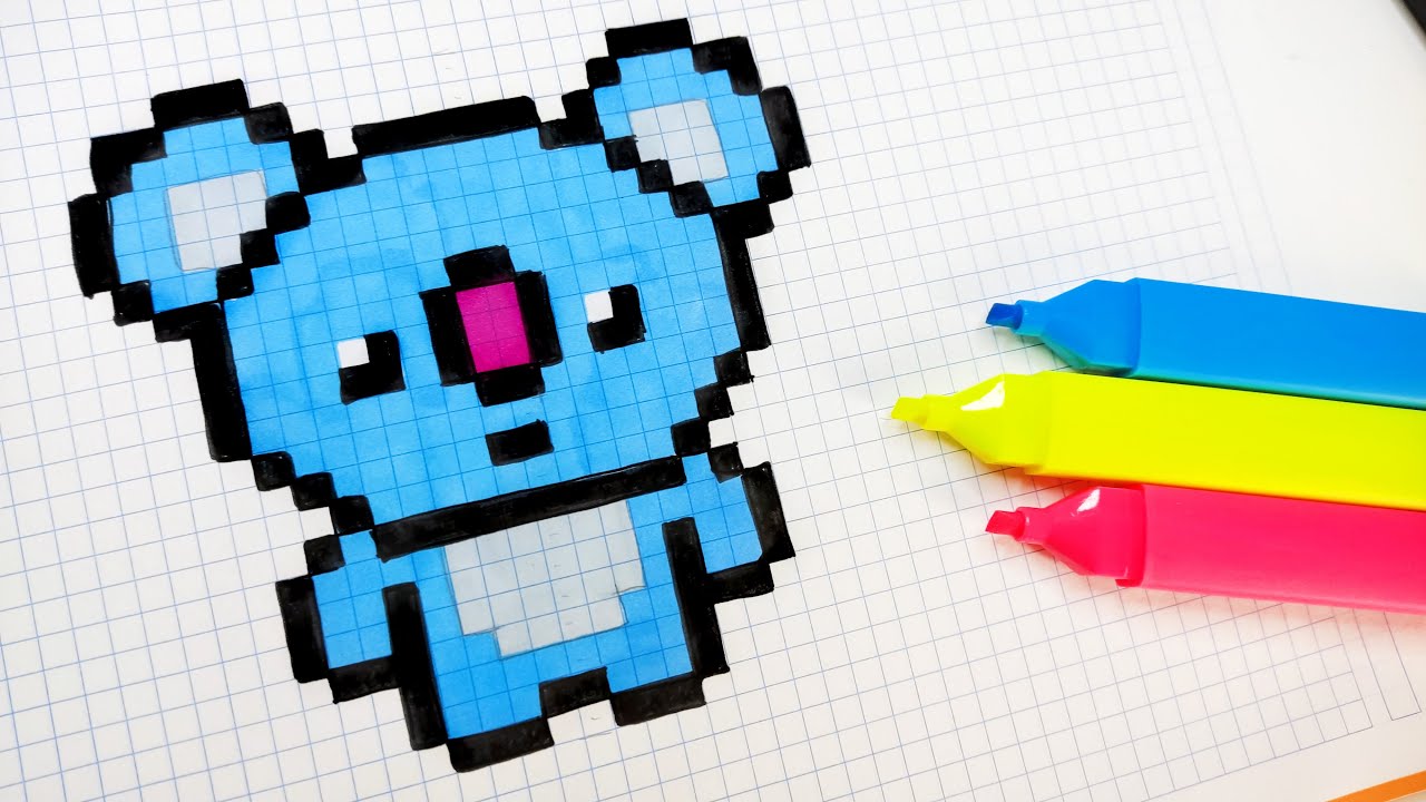 Handmade Pixel Art - How to draw a Koala #pixelart