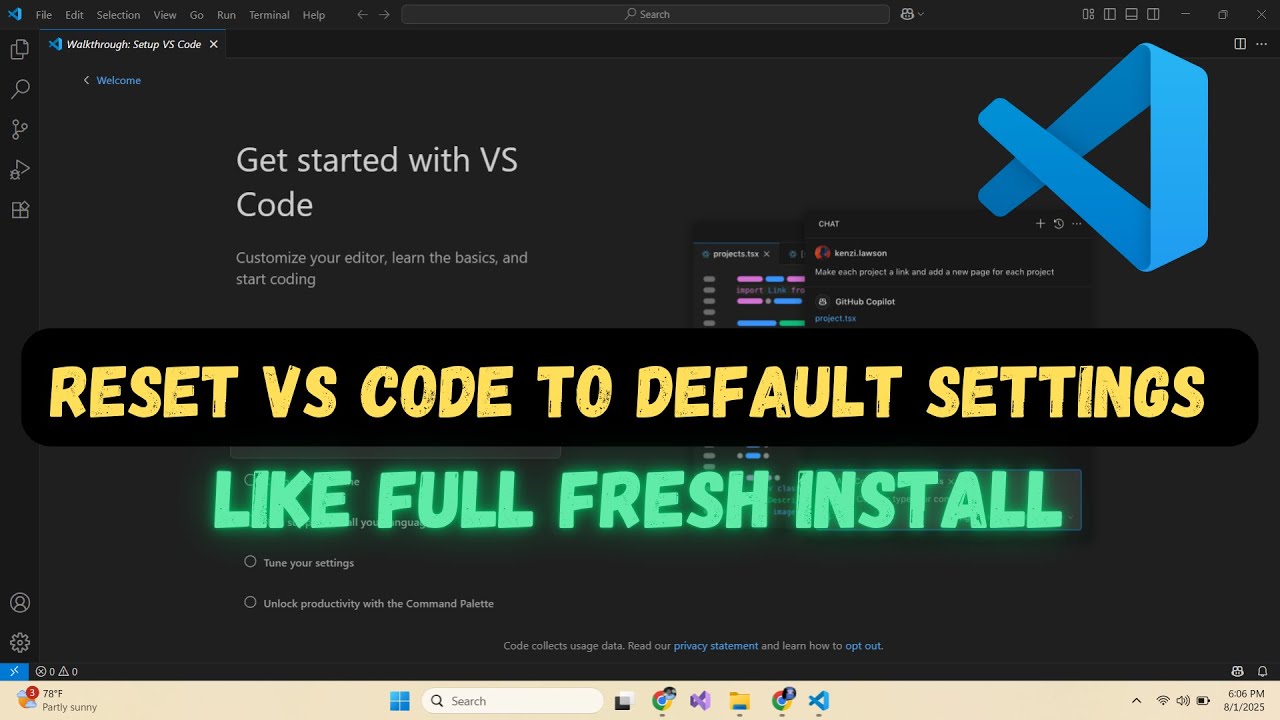 Как сбросить VS Code до настроек по умолчанию | Как при первой установке (Гайд 2026)