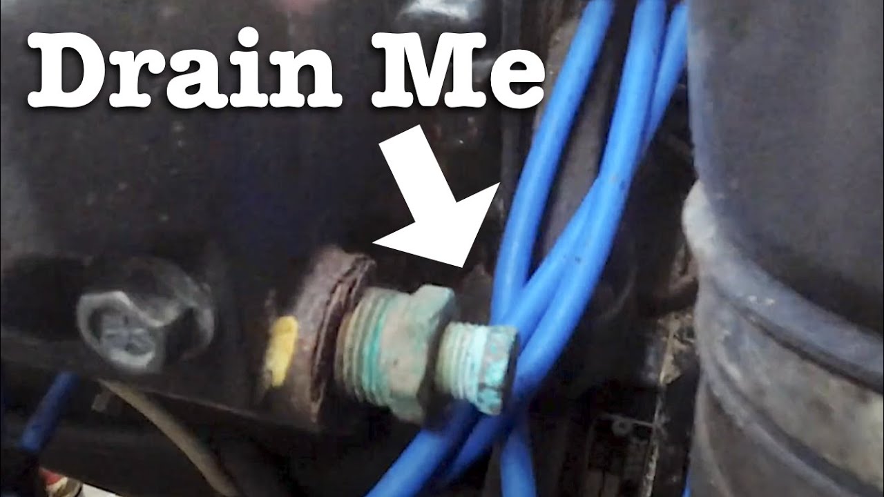 Winterizing a Volvo Penta 5.7 boat engine - pulling the drain plugs