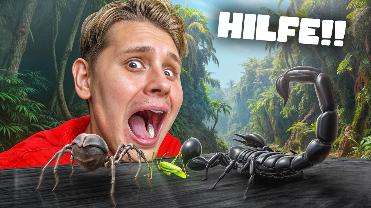 &Uuml;berlebe ich 24 STUNDEN nur INSEKTEN essen?😰(Skorpione Spinnen essen)