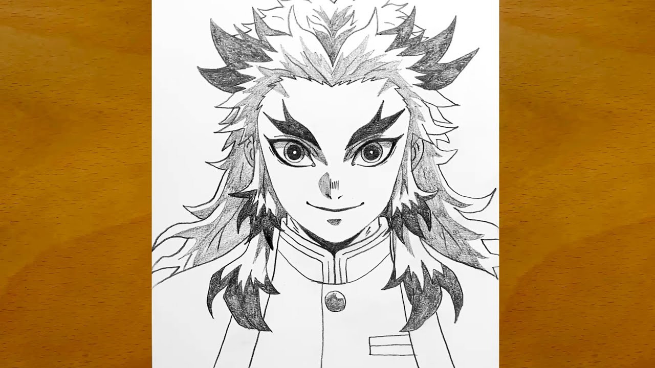 How to Draw Rengoku Kyojuro Step by Step || Demon Slayer Art || Easy Anime Sketch