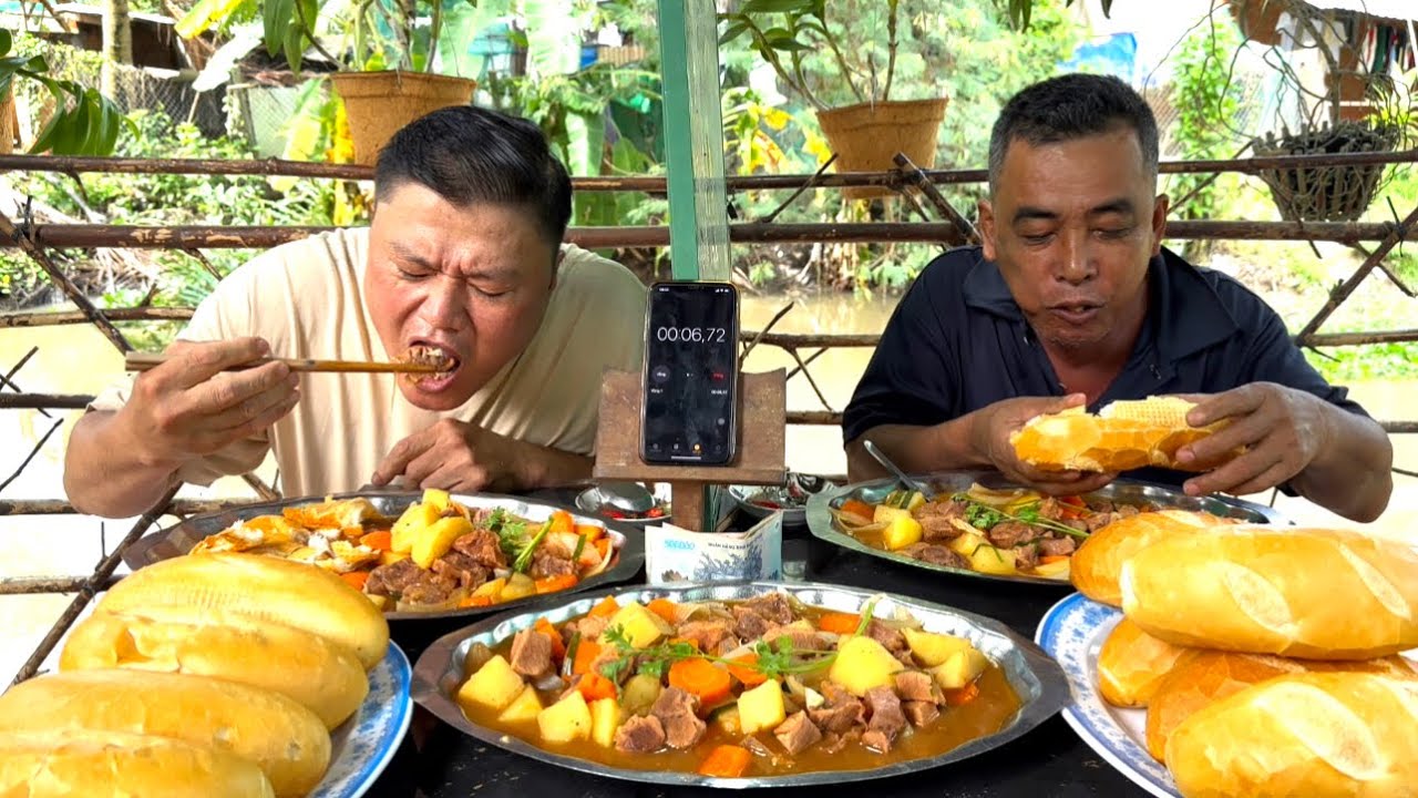 Trận Đấu Không Dám Tin 14 Phút Ăn 11 Ổ Bánh Mì,3 Ký Bò Nấu PATE Siêu Ngon Thơm Lừng | ATĐQ