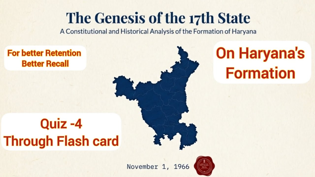 Quiz-4 /Questions through Flash cards for better retention and memory/Haryana polity