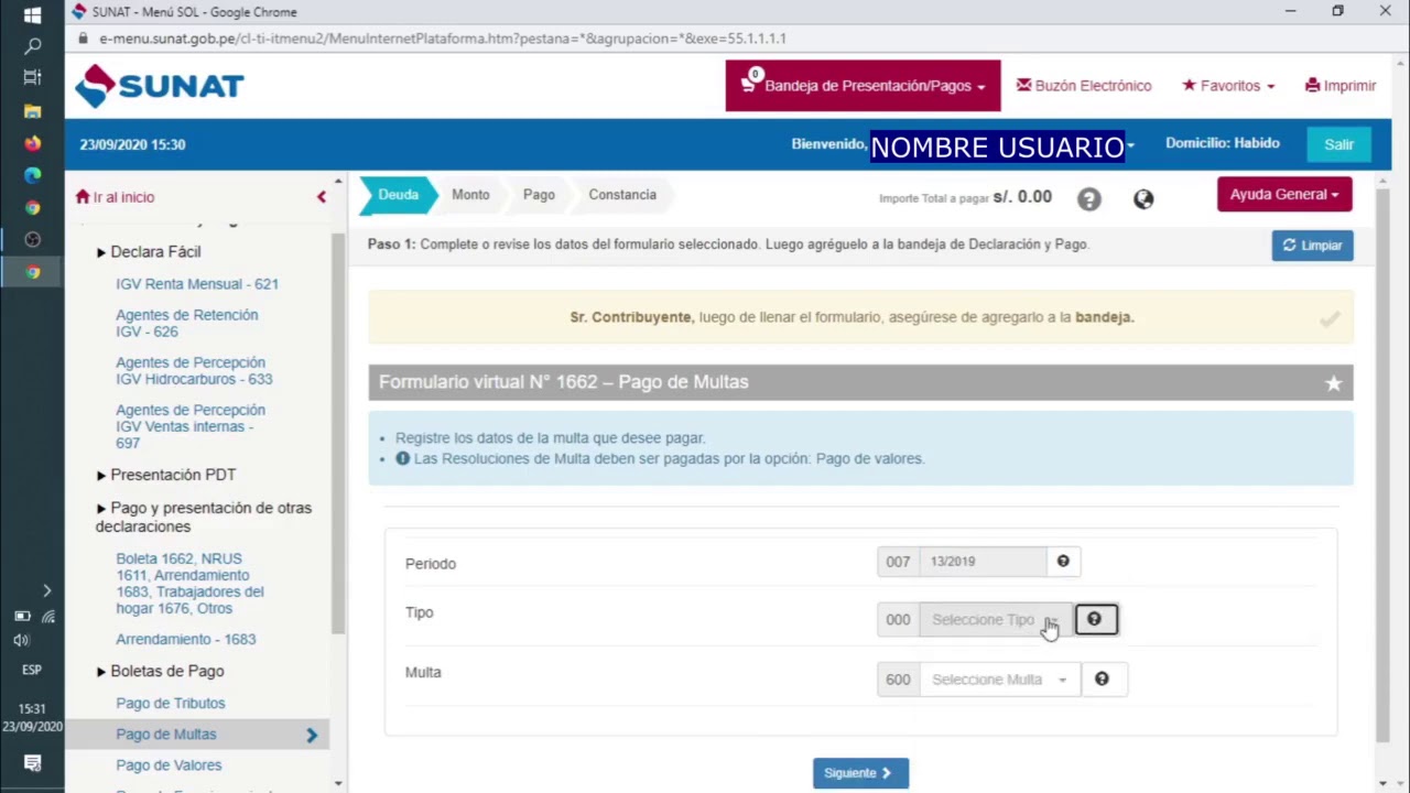 Multa por no presentar DDJJ anual - SUNAT