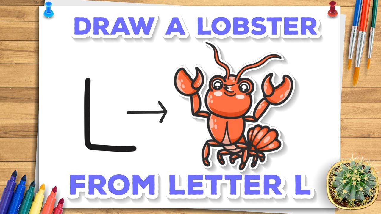 How to Draw a lobster from letter L. Easy Drawing Tutorial