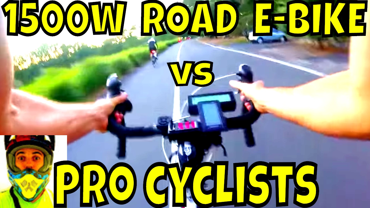 Pro cyclists vs 1500w road e-bike &bull; Top Speed test on flat &bull; DIY electric bike Bafang BBSHD motor