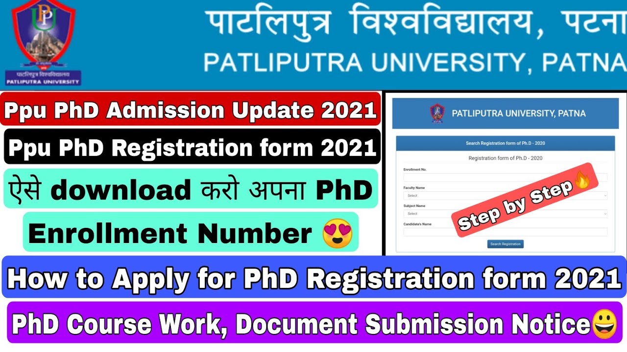 Patliputra University PhD Registration Update 2021,PhD Course Work,How to download Enrollment Number
