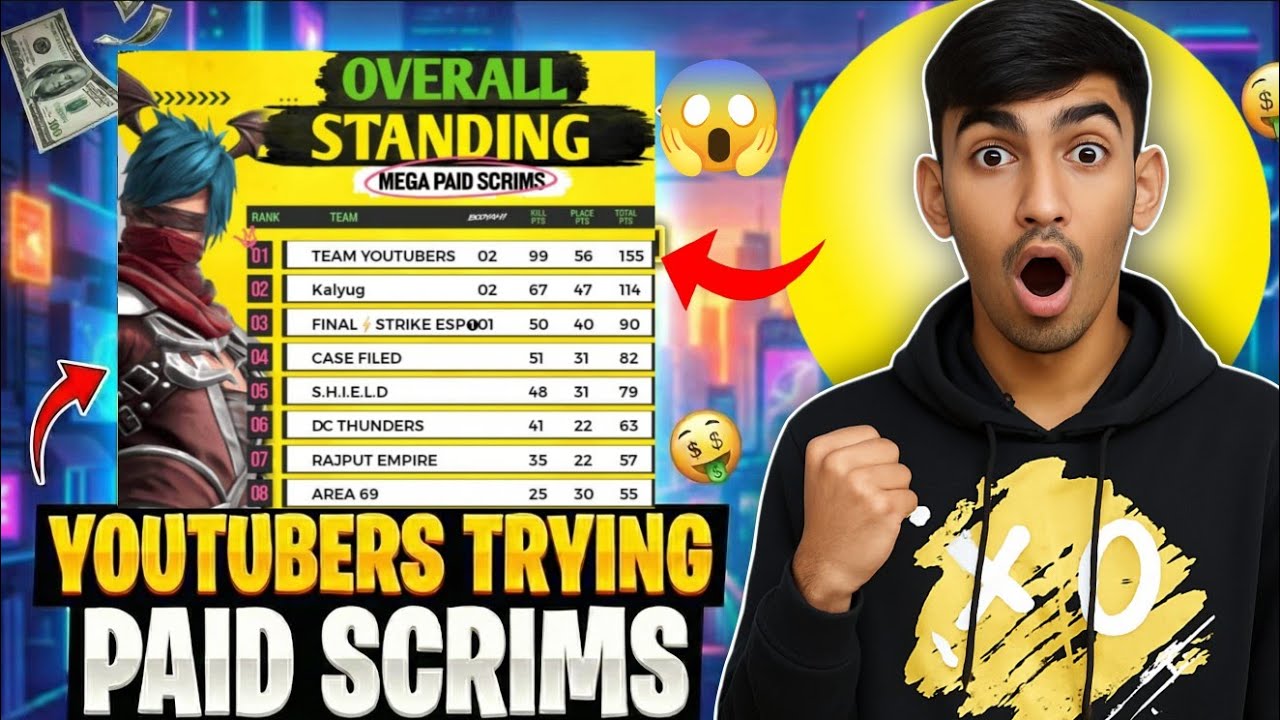 YOUTUBERS TRYING PAID SCRIMS FOR THE FIRST TIME #paidscrims #freefiretournament #tournament