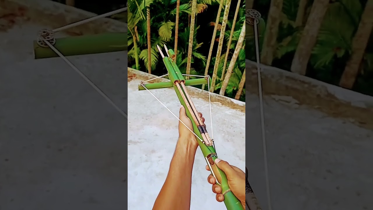 Amazing Bamboo Crossbow Gun | Handmade Bamboo Weapon DIY | Powerful Target Shot