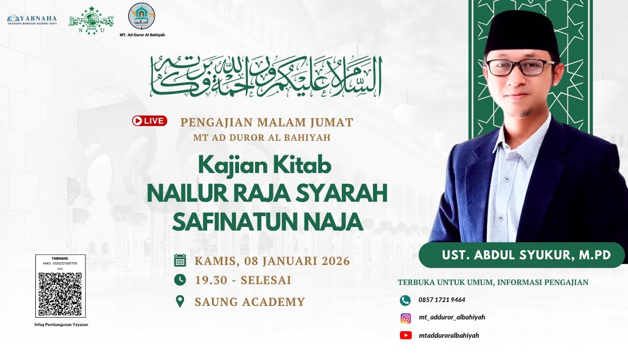LIVE PENGAJIAN MALAM JUMAT BERSAMA UST ABDUL SYUKUR | MT. AD DUROR AL BAHIYAH