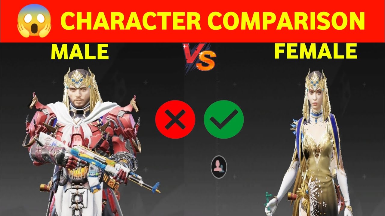MALE VS FEMALE CHARACTER COMPARISON IN BGMI/PUBG MOBILE TIPS & TRICKS 🔥 WHICH ONE IS BETTER?