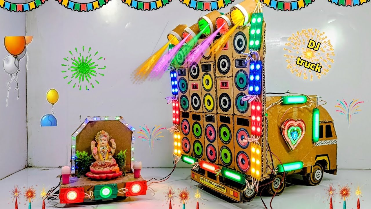 New dj lightning setup truck| How to make DJ lightning truck  at-home sarswati moorti big lights 