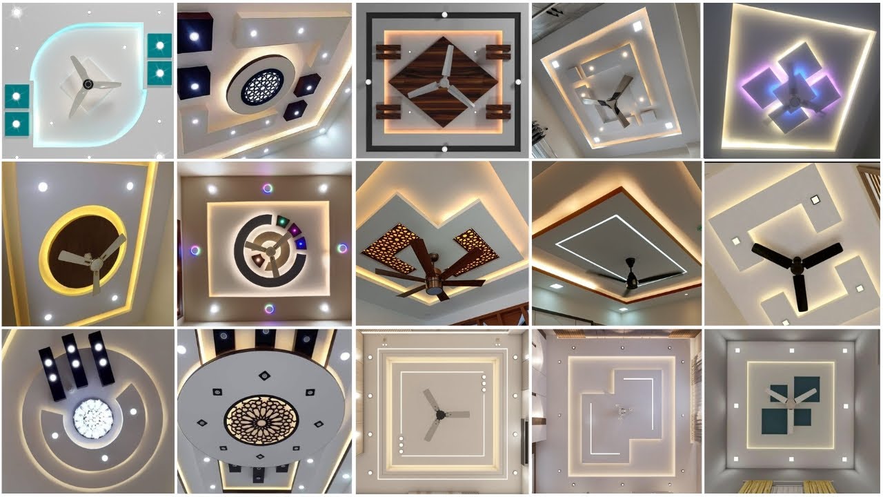 Top 50+ Modern & Latest False Ceiling Designs Ideas 2025 For Living Room & Bedroom with Single Fan