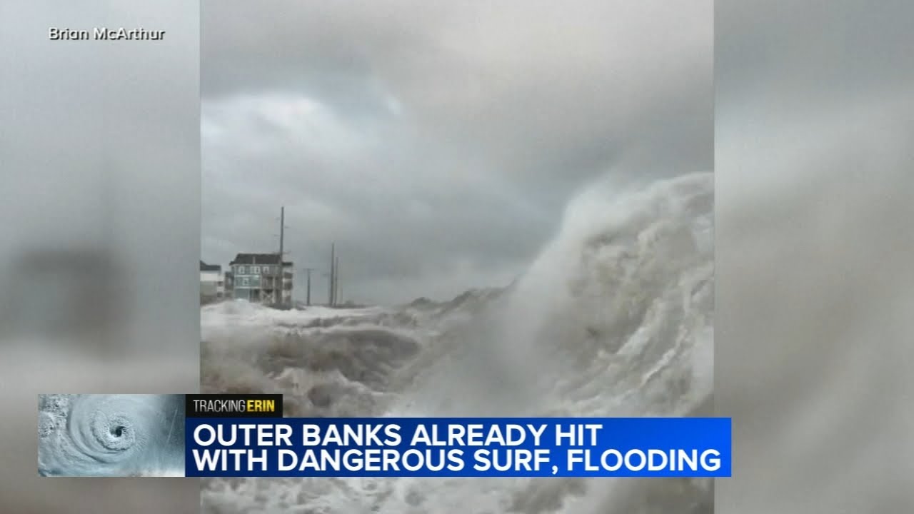 East Coast braces for Hurricane Erin, Outer Banks already hit with dangerous surf, flooding