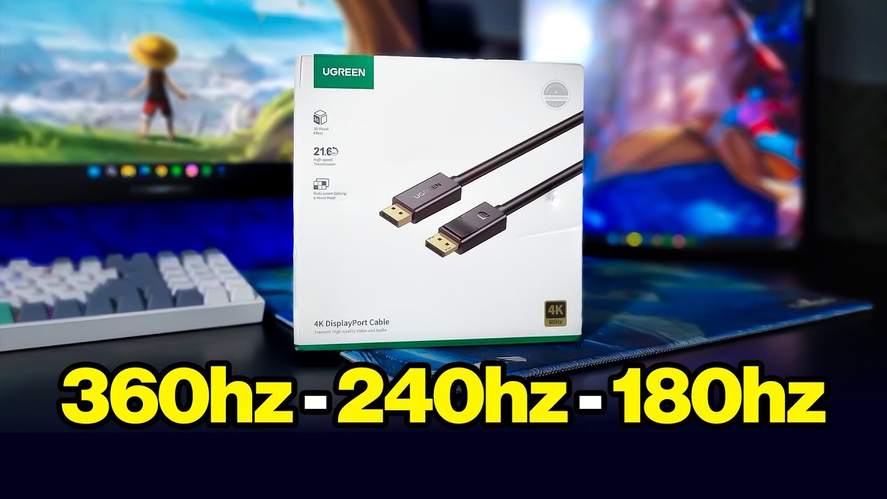 TESTEI o MELHOR CABO DisplayPort do MERCADO (360hz, 240hz, 180hz, 165hz, 144hz)
