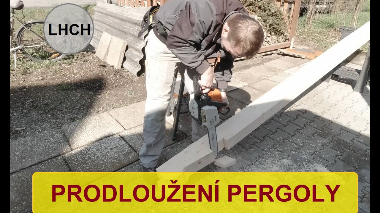 MONTÁŽ PRODLOUŽENÍ PERGOLY ZE STARŠÍCH VAZNIC SLOUPKŮ A VÝROBY NOVÝCH KROVŮ VČETŇE POBYTÍ A POKRYTÍ