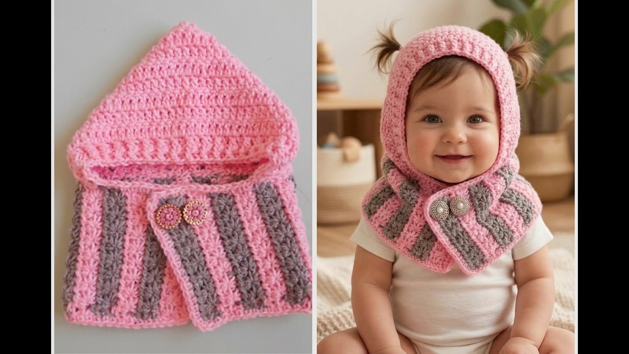 Crochet Baby Cowl Hat #crochet #Baby #Crochet Hoodie Cap -crochet baby hooded cowl tutorial