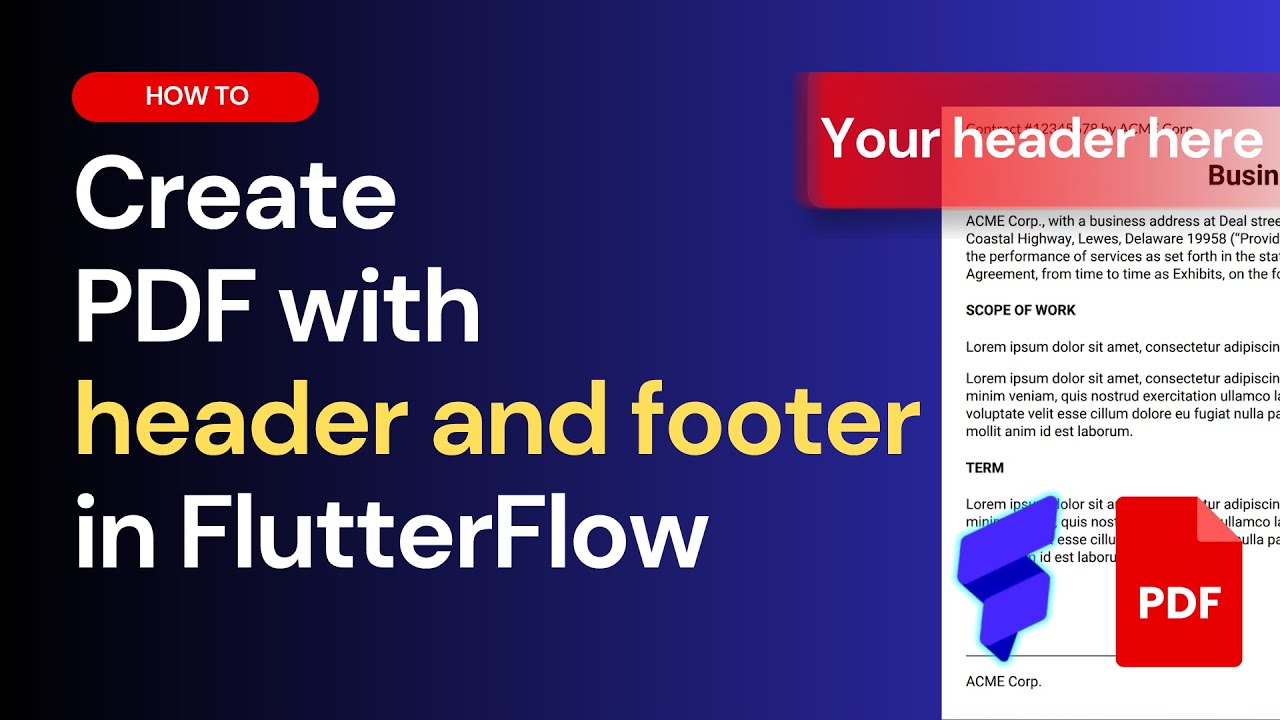 Generate PDF with header and footer in FlutterFlow