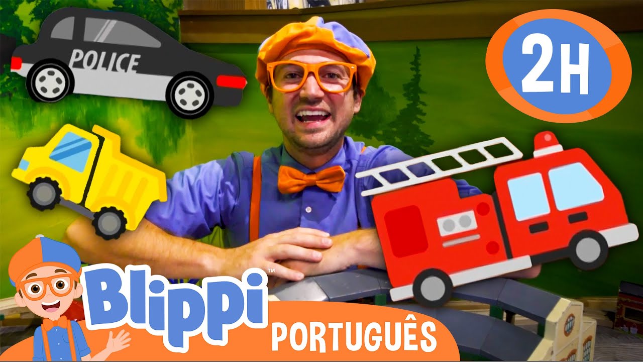 Blippi Explora Veículos no Museu! 🚒 2 HORAS DO BLIPPI BRASIL! 🟠 Vídeos Educativos para Crianças