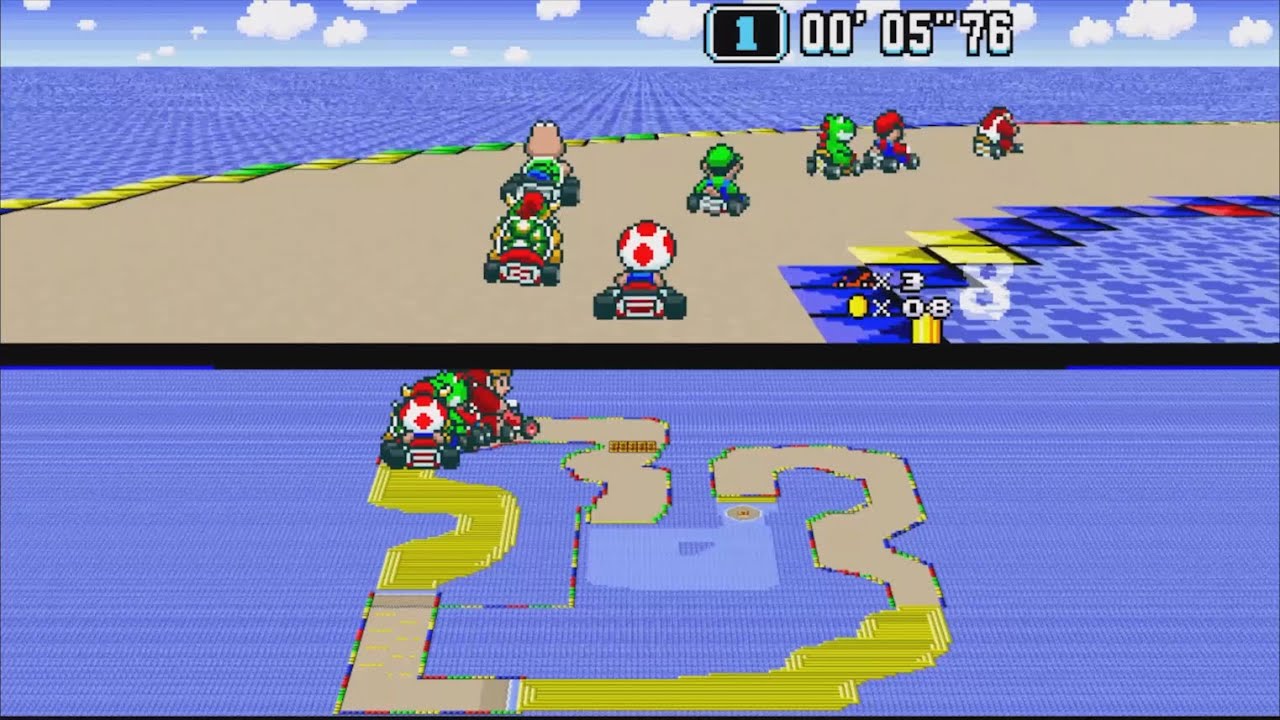 Super Mario Kart Hack: Super Simple Kart 2 / in HD 16:9 / SNES / bsnes