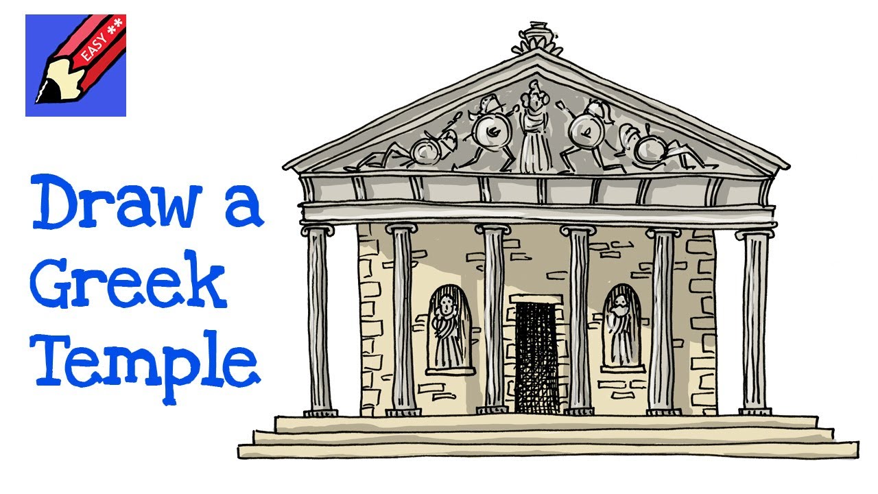 How to draw an Ancient Greek Temple Real Easy