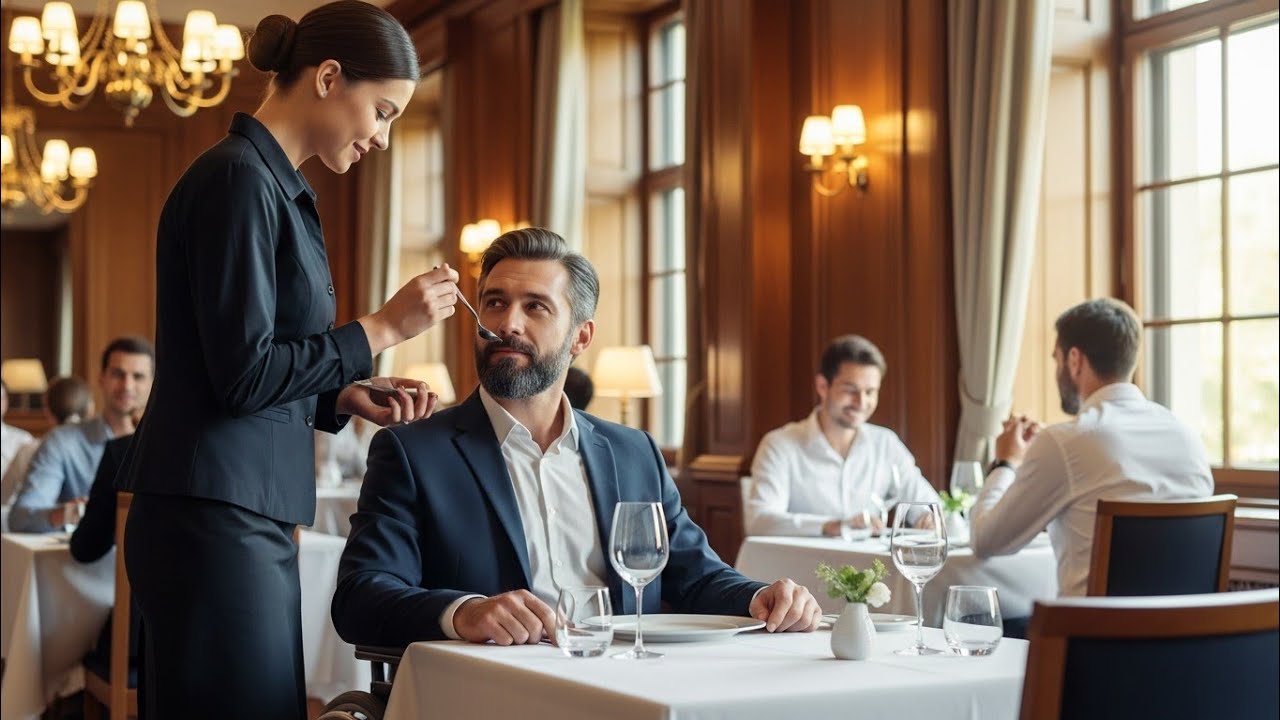 Camarera Ayuda al Millonario en Silla de Ruedas a Comer. Dos Horas Después, la Despiden.
