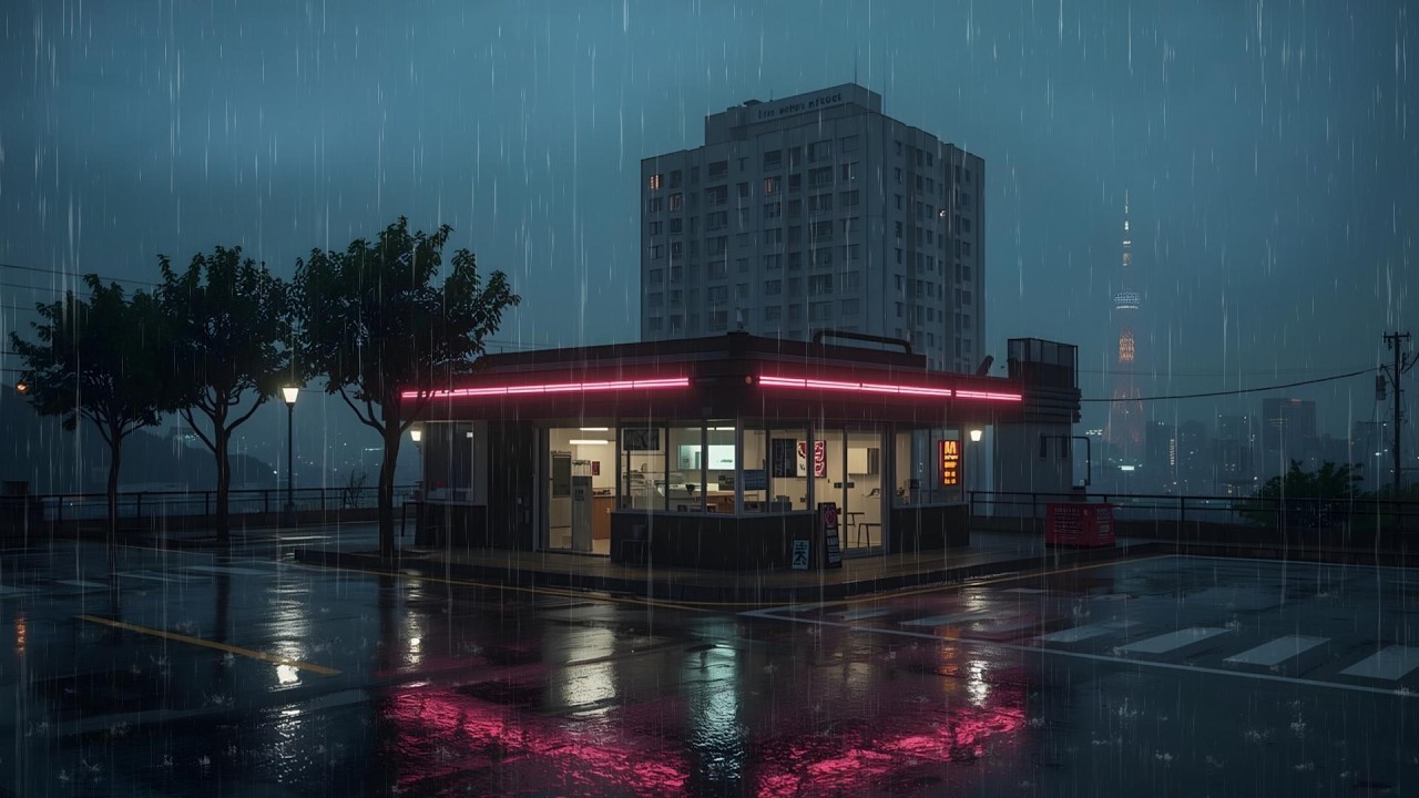 Rainy Midnight Anime Café ☔ Cozy Lofi Chill for Peaceful Sleep