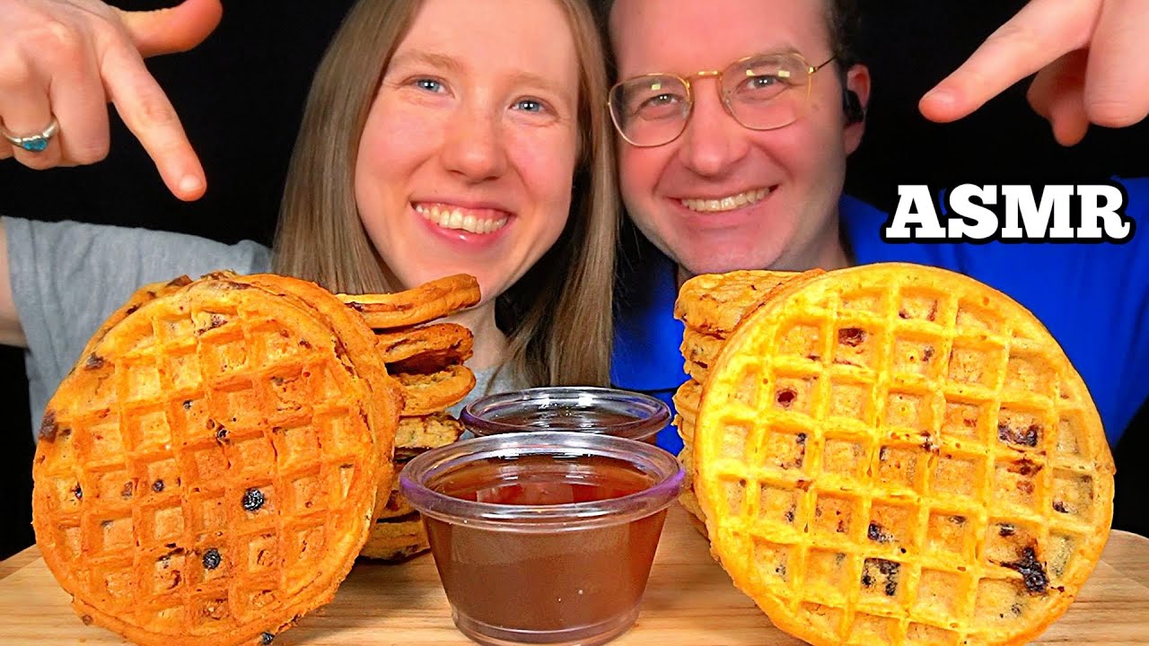 ASMR CHOCOLATE CHIP WAFFLES MUKBANG (No Talking) EATING SOUNDS