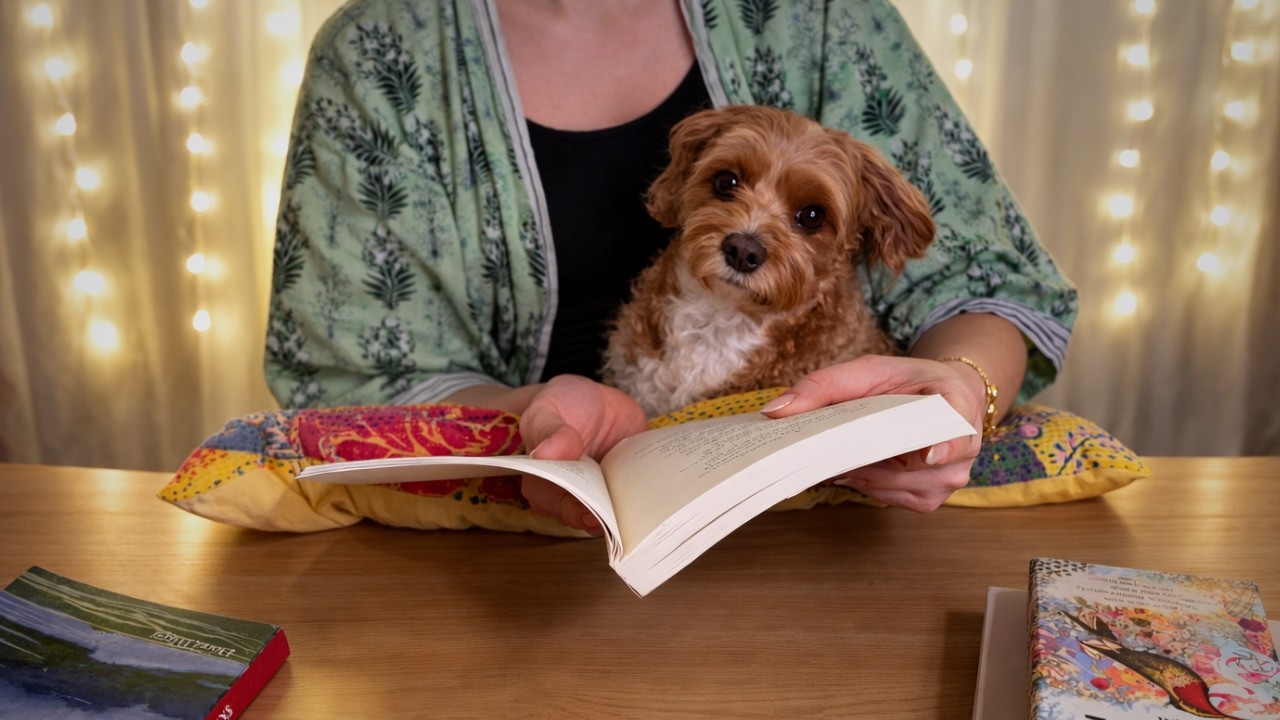 ASMR в мягкой манере | Успокаивающее чтение после йоги 🐶 Оракул, стихи и нежные звуки