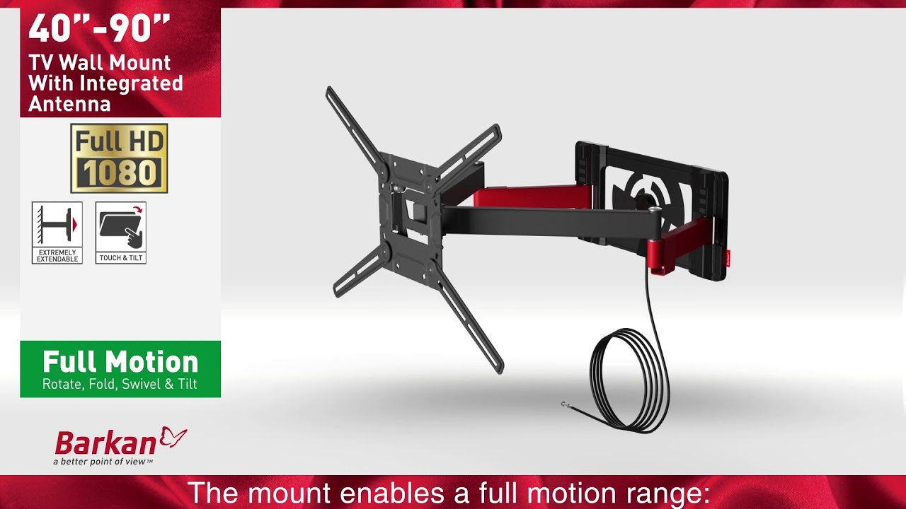Barkan 4090 FullMotion TV Mount wBuiltin 40Mile Range Antenna