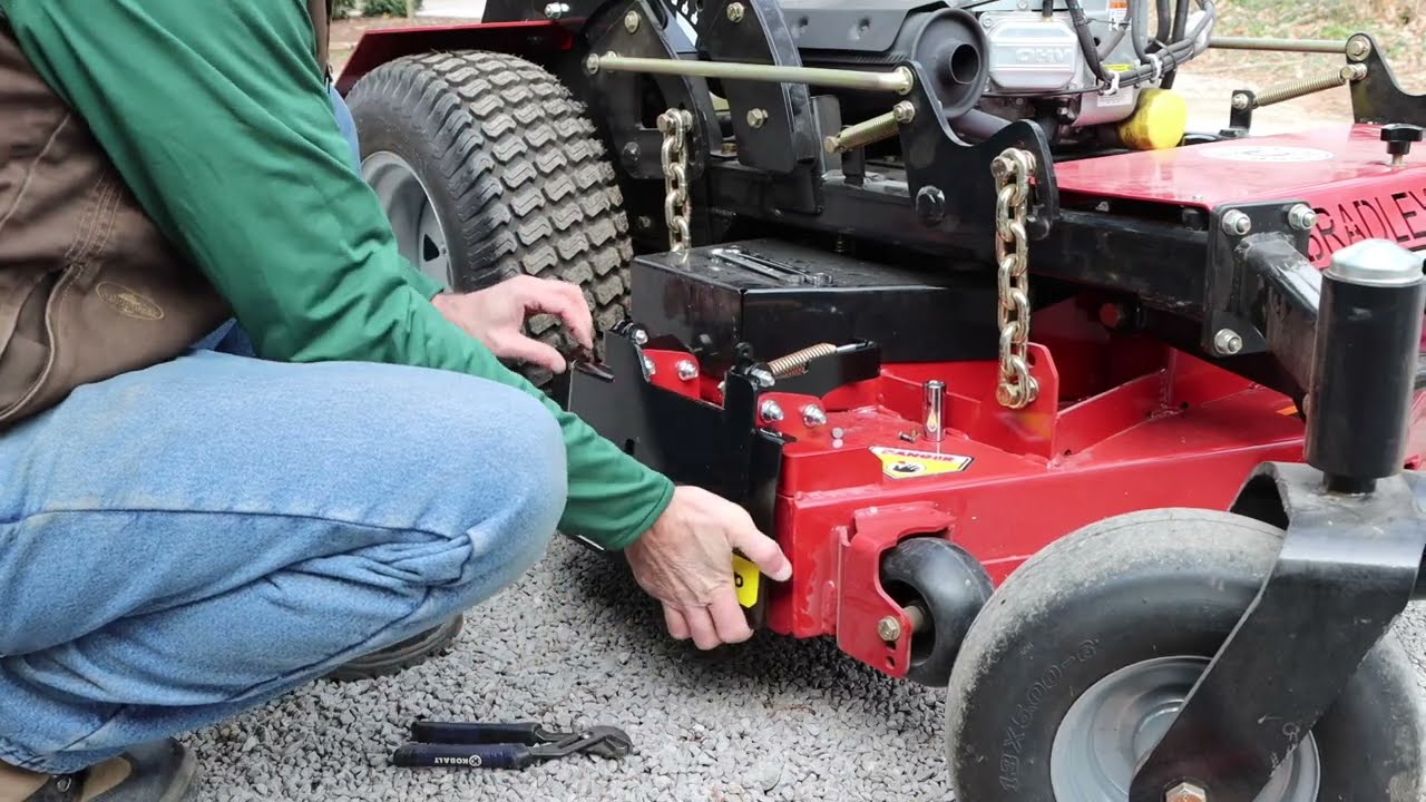GrassFlap® with TEF Pedal Installation on Bradley Stand-on Mower with 48