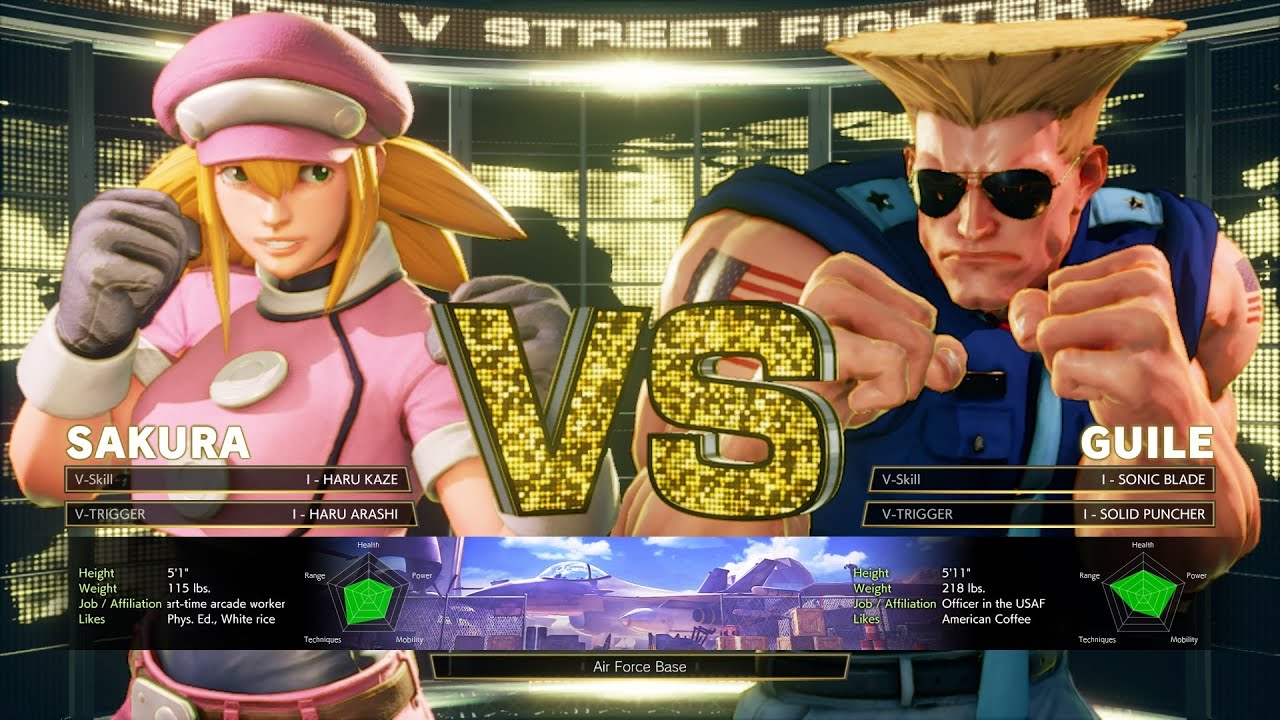 Street Fighter V Gameplay: Sakura vs Guile
