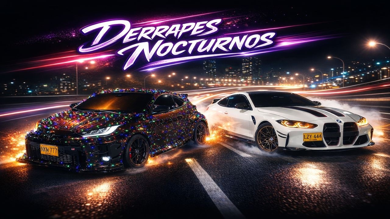 El bmw m4 Competition y el Yaris GR nos dio un espectaculo quemando llanta despues de correr