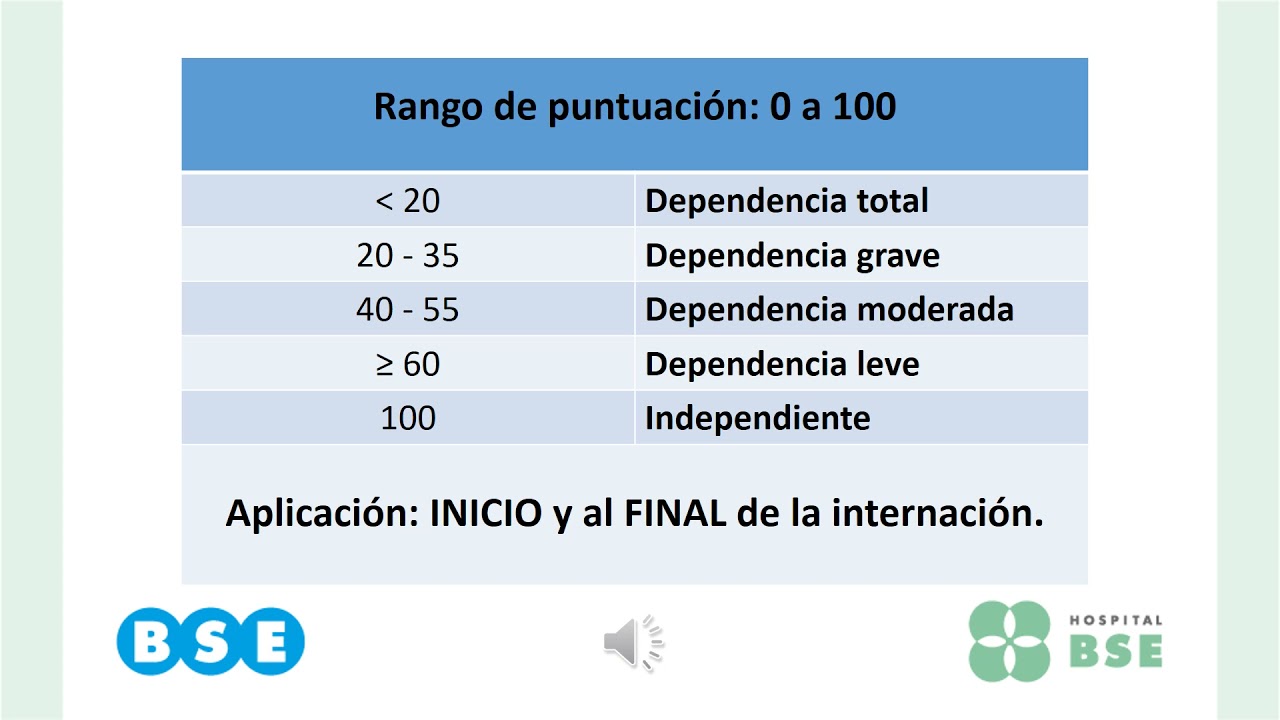 Escala de valoración funcional en el área de internación del HBSE: Índice de Barthel.