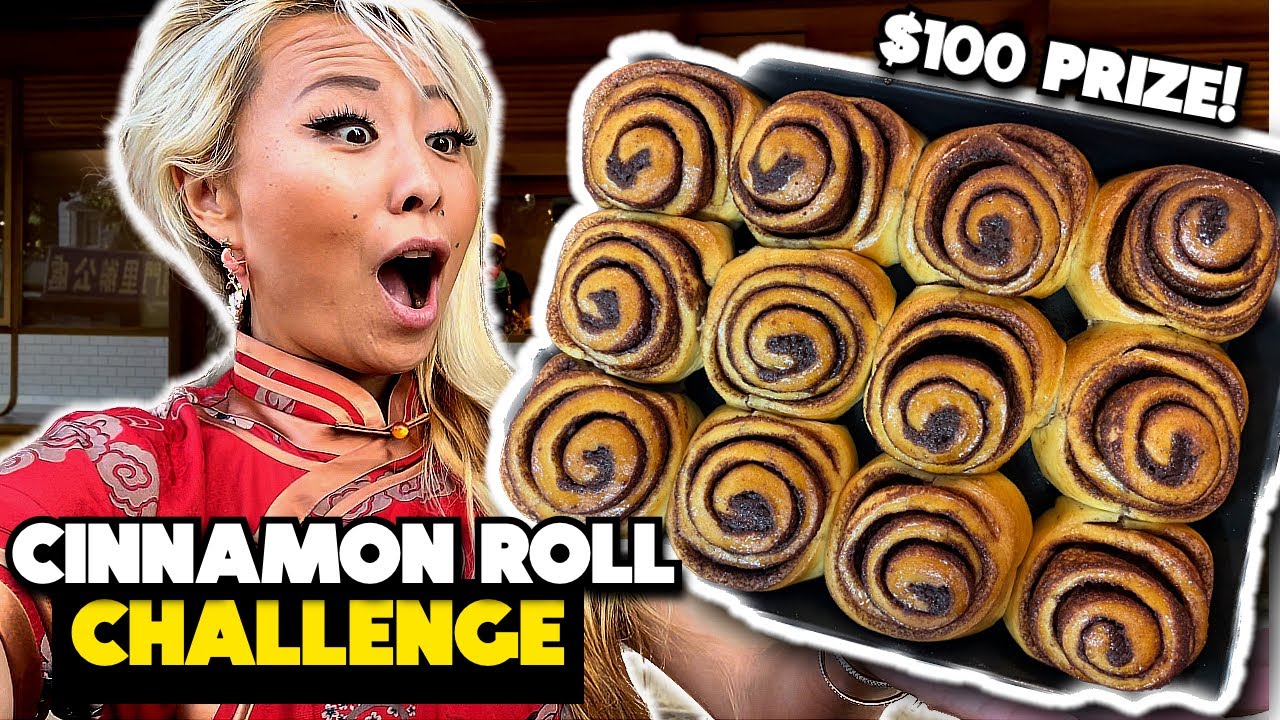 $3000 PRIZE CINNAMON ROLL CHALLENGE in Taiwan!! #RainaisCrazy - Feed the Wife Bakery @Raina Huang