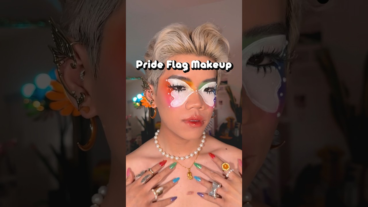 Pride Flag Makeup Tutorial 🏳️&zwj;🌈 #lgbt #shorts #makeup
