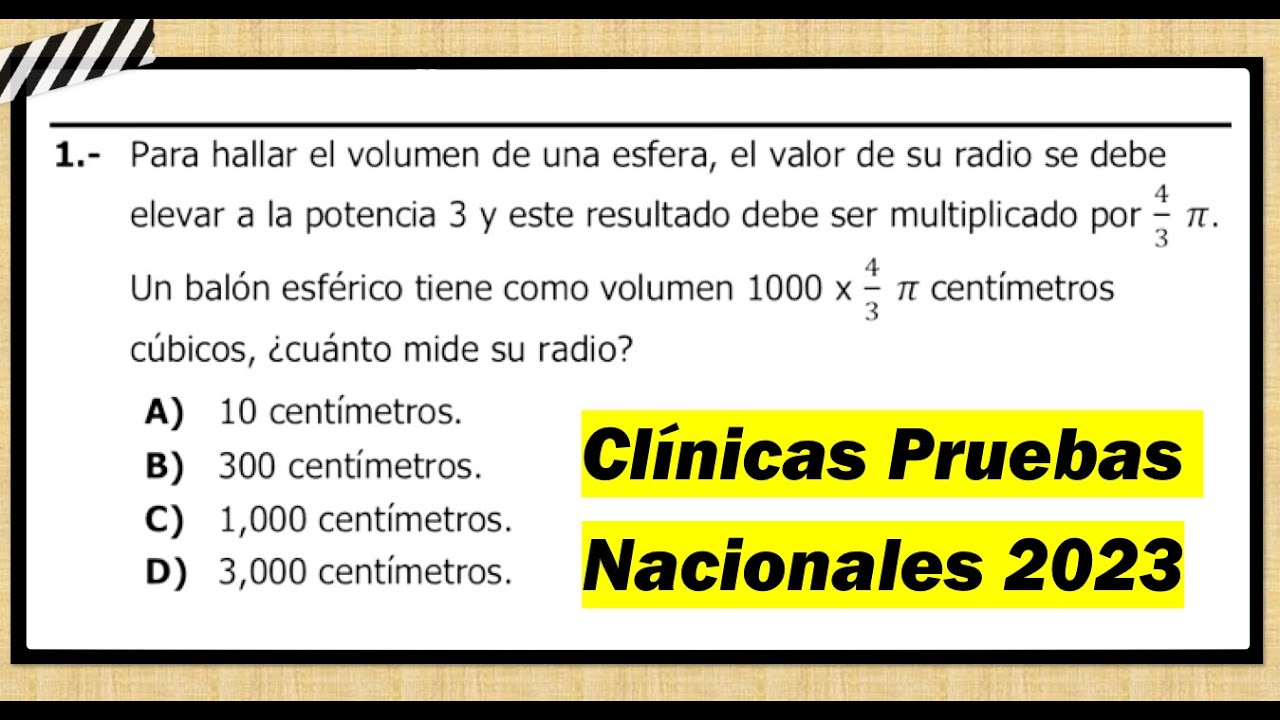 Volumen de una esfera | Pruebas nacionales. Ejercicio 01