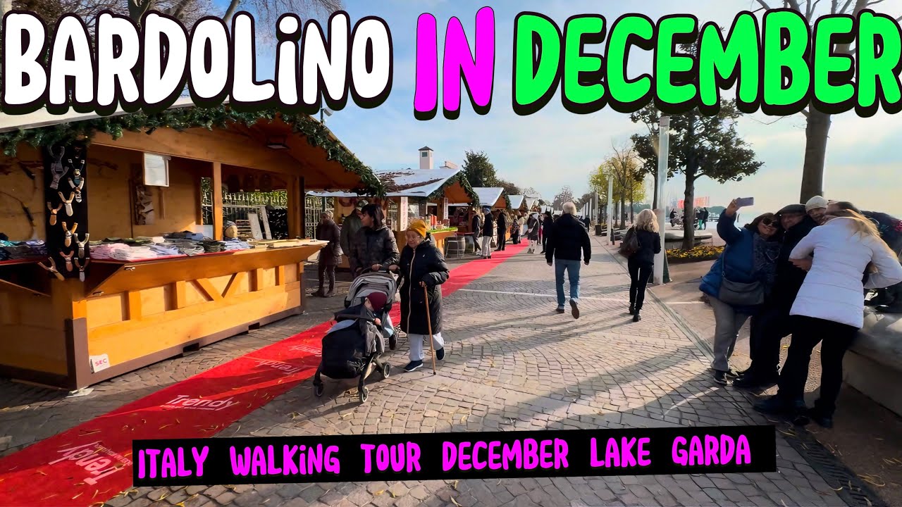 Bardolino - Walking tour 4k - 4k walking Lake Garda - December - Christmas Market in lago di garda