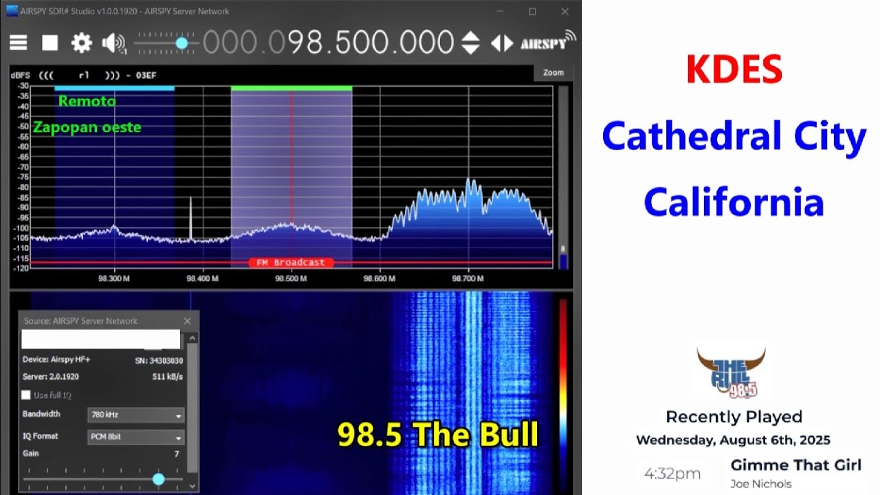 98.5 KDES - Cathedral City, California captada en Zapopan (oeste), M&eacute;xico