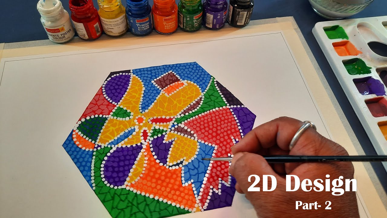 Hexagonal 2D Design Colouring for Elementary & Intermediate Drawing Exam,संकल्प, art master gore