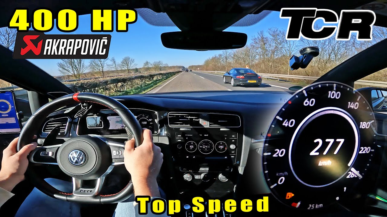VW Golf GTI TCR with STAGE 1 and AKRAPOVIC // BLASTING down the AUTOBAHN!