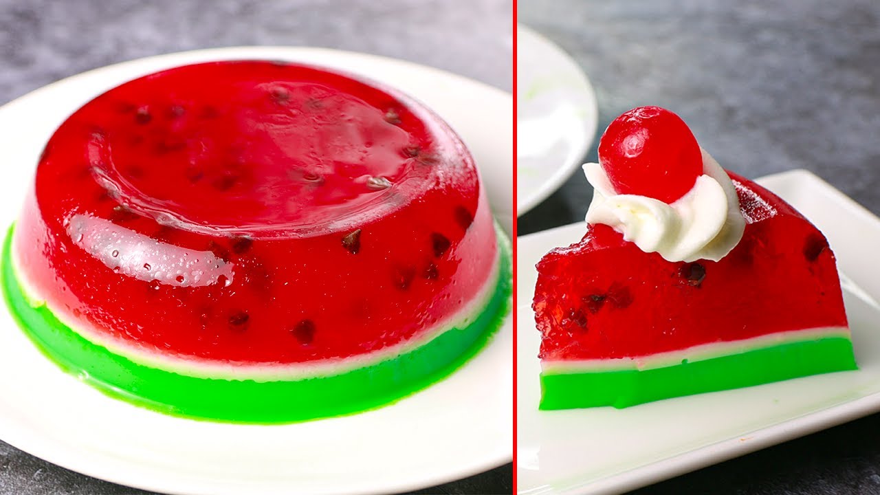 Watermelon Jelly Cake | Jello Pudding Dessert Recipe | Yummy