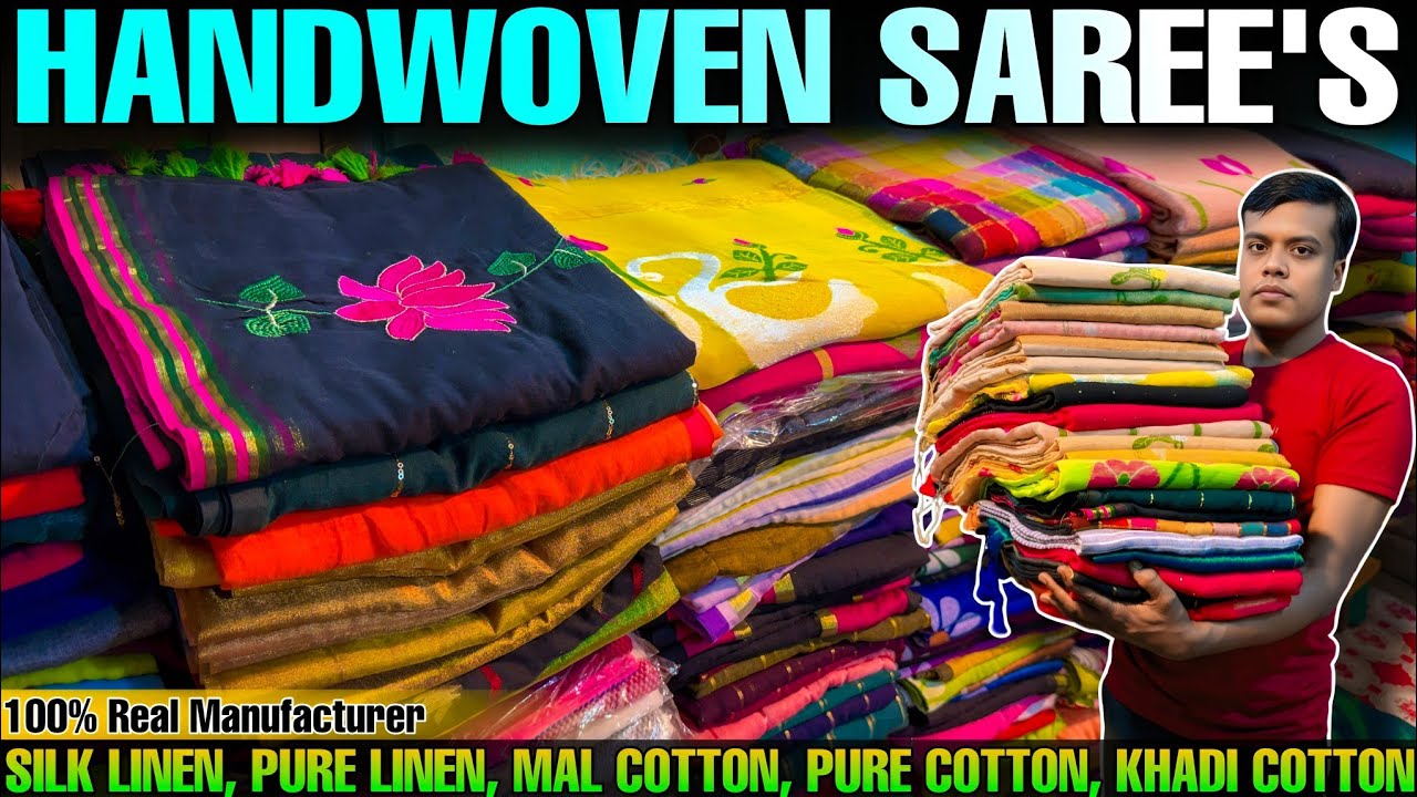 Pure Silk Linen, Pure Linen, Mercerised Cotton, Pure  Mal Cotton, Khadi Cotton Saree Manufacturer 🔥